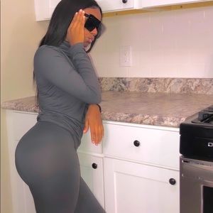 2 piece high neck pants leggings set